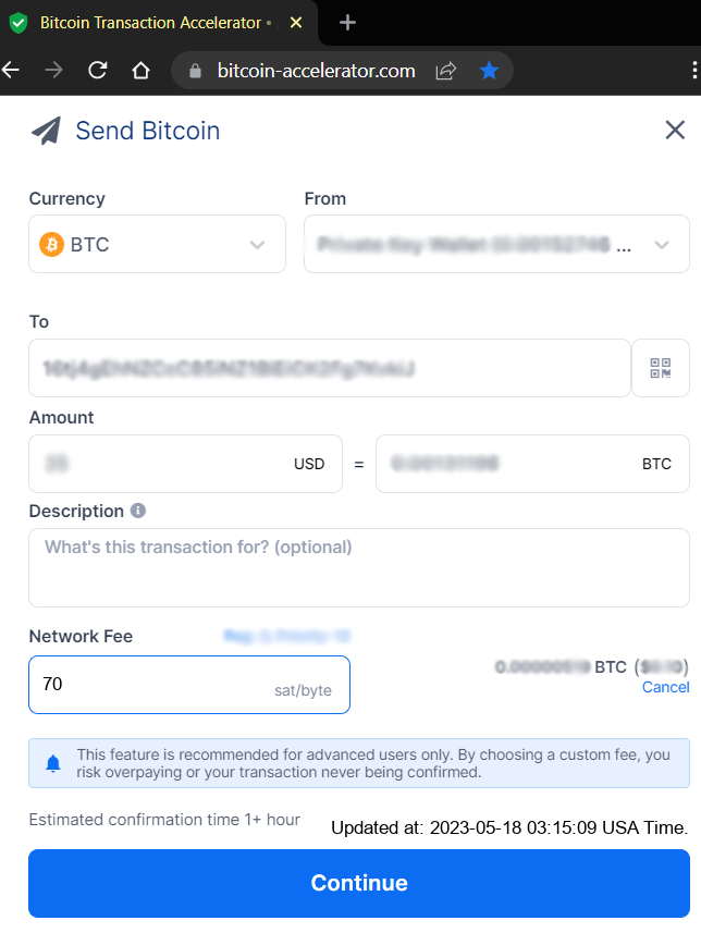 Current best Bitcoin transaction fee Current best Bitcoin transaction fee